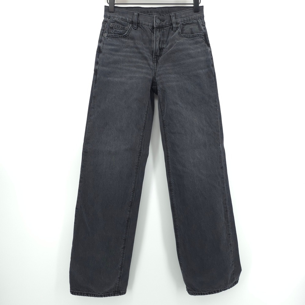 American‎ Eagle Womens Jeans Stovepipe 000 Regular Black High Rise Straight Leg